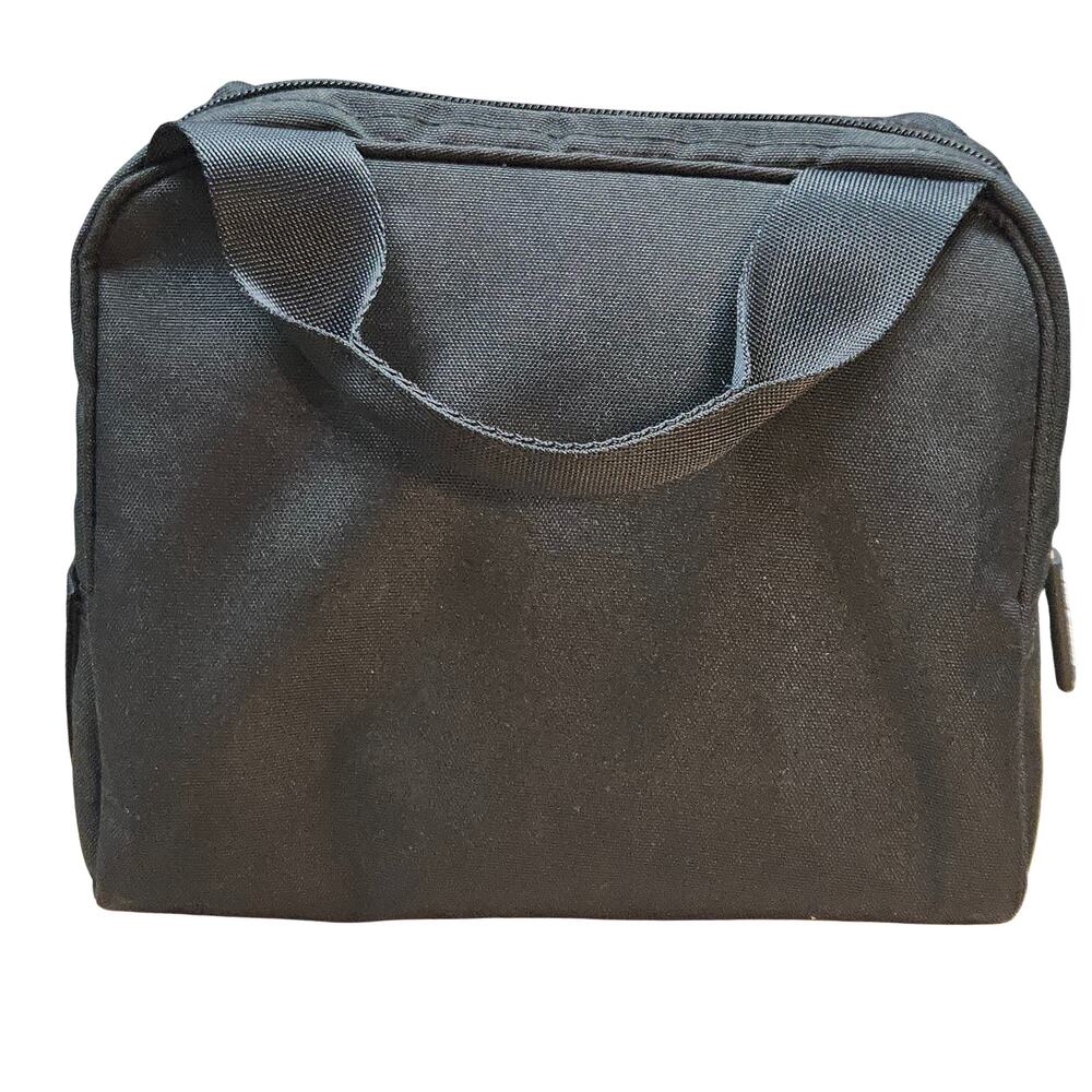 Vera Bradley Lunch Bag Black Canvas Zipper Closure Tote Work School Travel